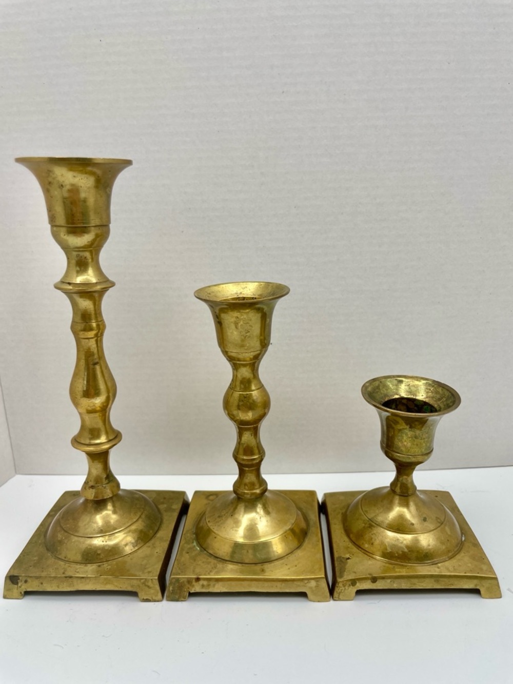 Brass Candlestick Set - Vintage Brass/Gold Home Accents - Picture 4 of 16